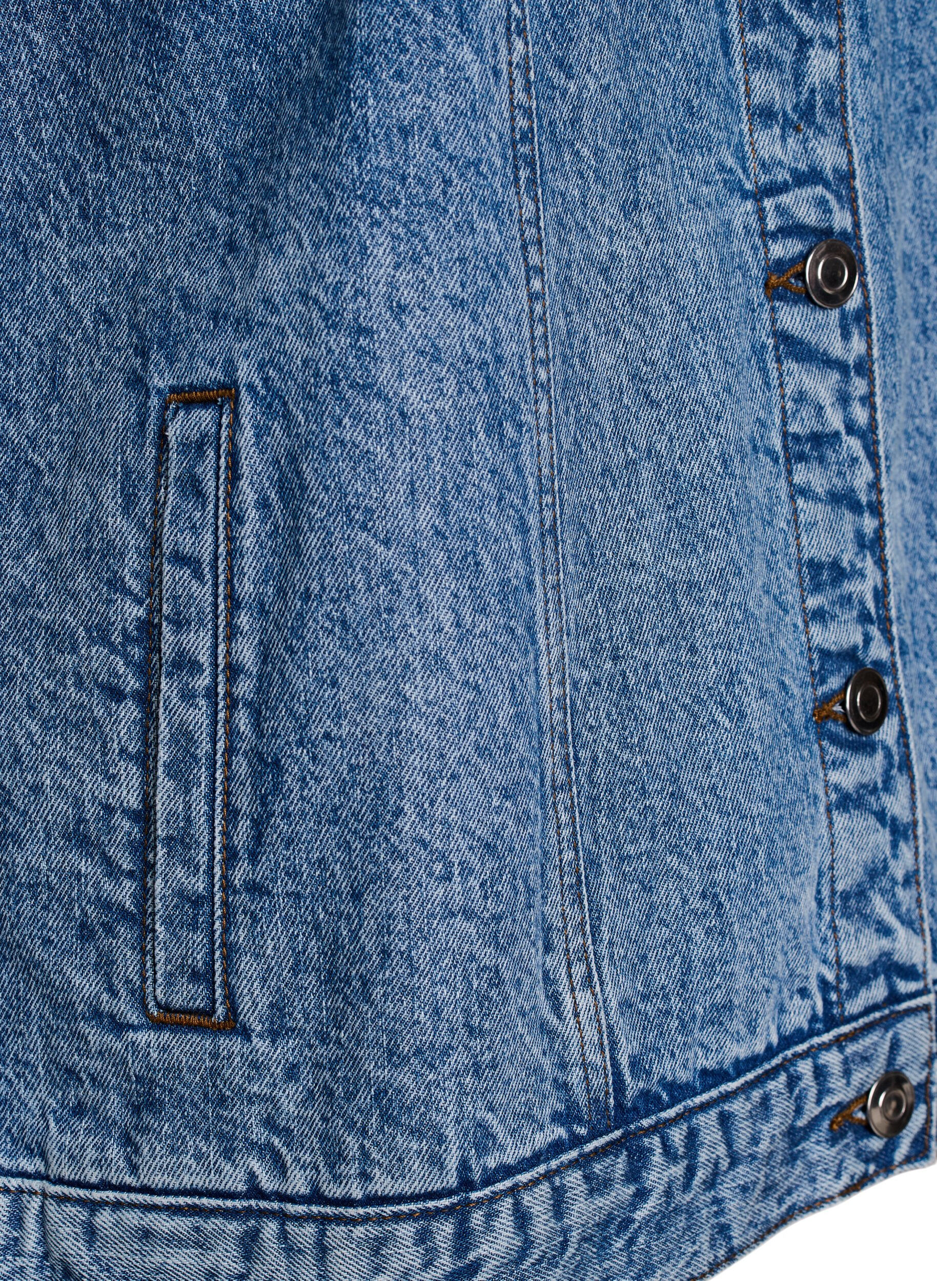 Zizzi Veste en jean avec manches amovibles, Bleu Clair, Packshot image number 3