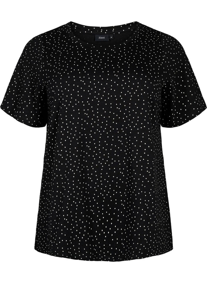 T-shirt à pois en coton biologique	, Noir, Packshot image number 0