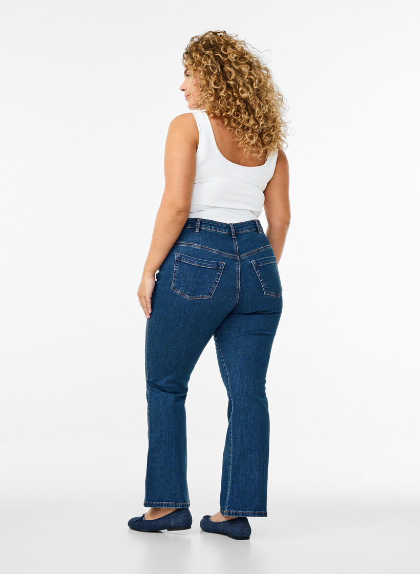 Ellen jeans bootcut avec taille haute, Bleu, Model image number 1