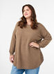 Blouse longue en maille avec boutons boule, Marron, Model image number 0