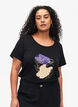 T-shirt en coton avec motif, Black w. Face Foil, Model image number 0