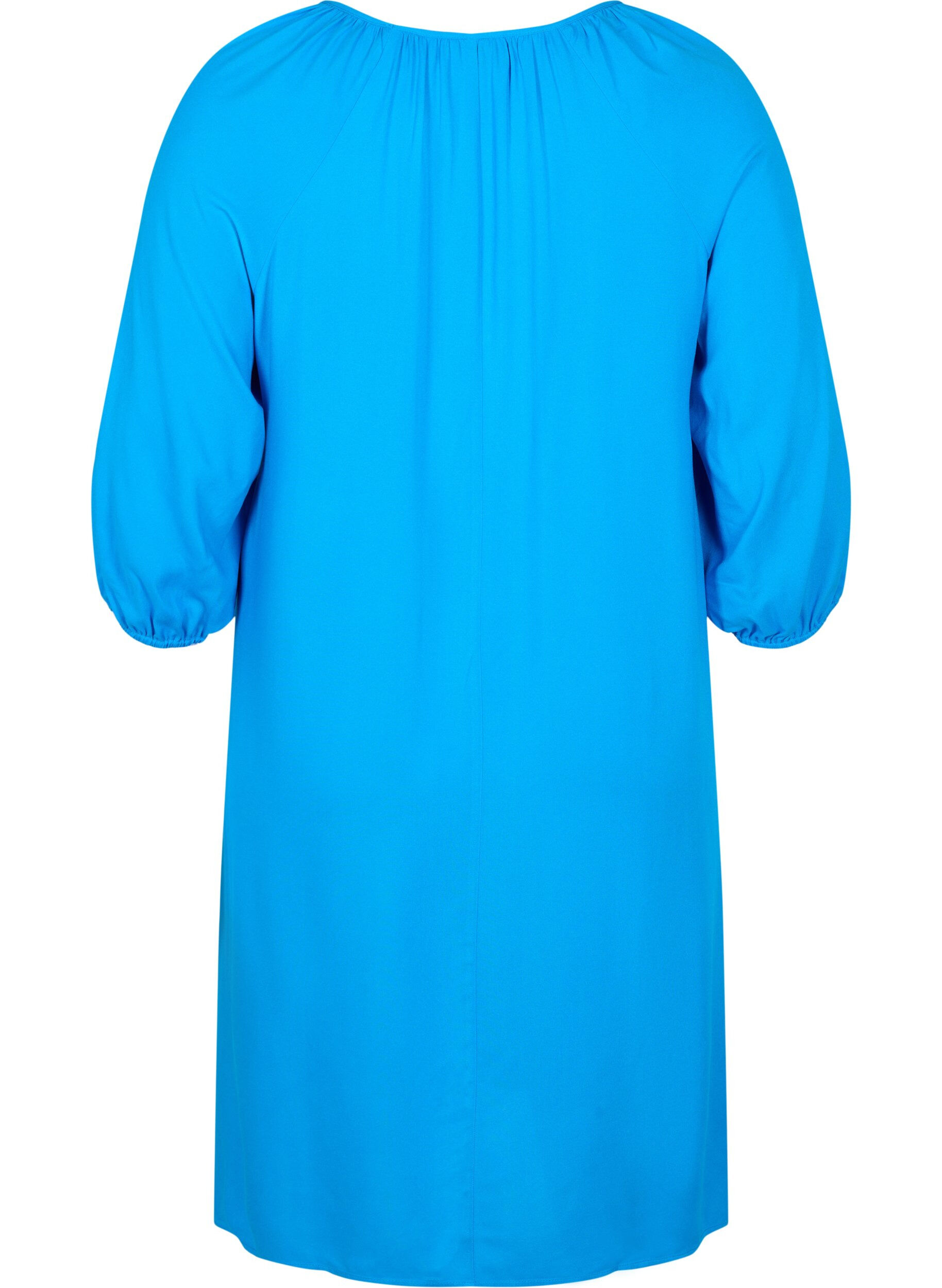 Zizzi Robe en viscose avec encolure en V, Indigo Bunting, Packshot image number 1