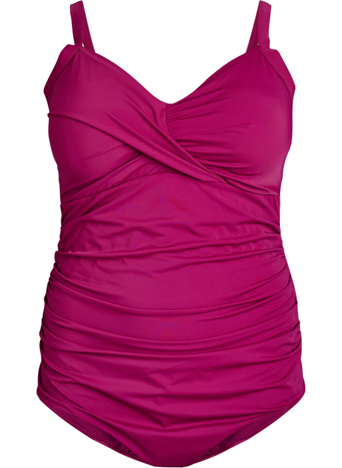 Maillot de bain avec armatures et effet fronc&eacute;, Violet, Packshot image number 0