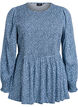 Blouse avec haut smock&eacute; et imprim&eacute; fleuri, Bleu, Packshot image number 0