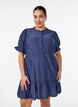 Robe courte en viscose avec volants, Bleu, Model image number 0