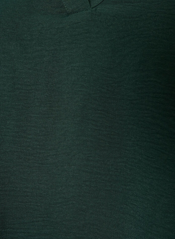 Blouse avec poignets smock&eacute;s et col en V, Vert fonc&eacute;, Packshot image number 2