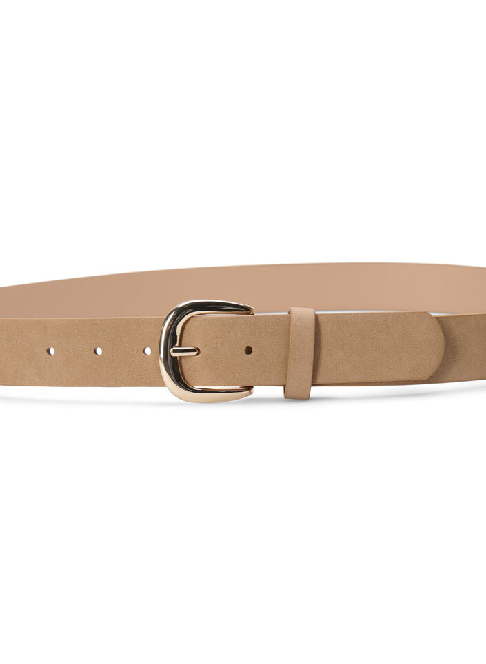 Ceinture en simili-cuir à boucle dorée, Beige, Packshot image number 2
