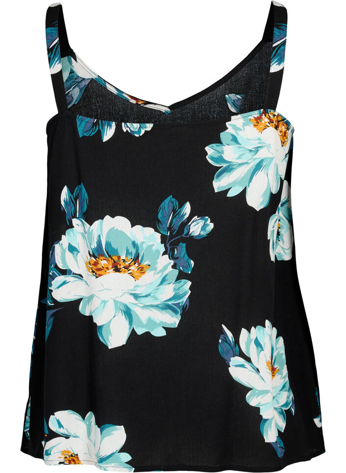 Top sans manches en viscose, Black Big Flower, Packshot image number 1