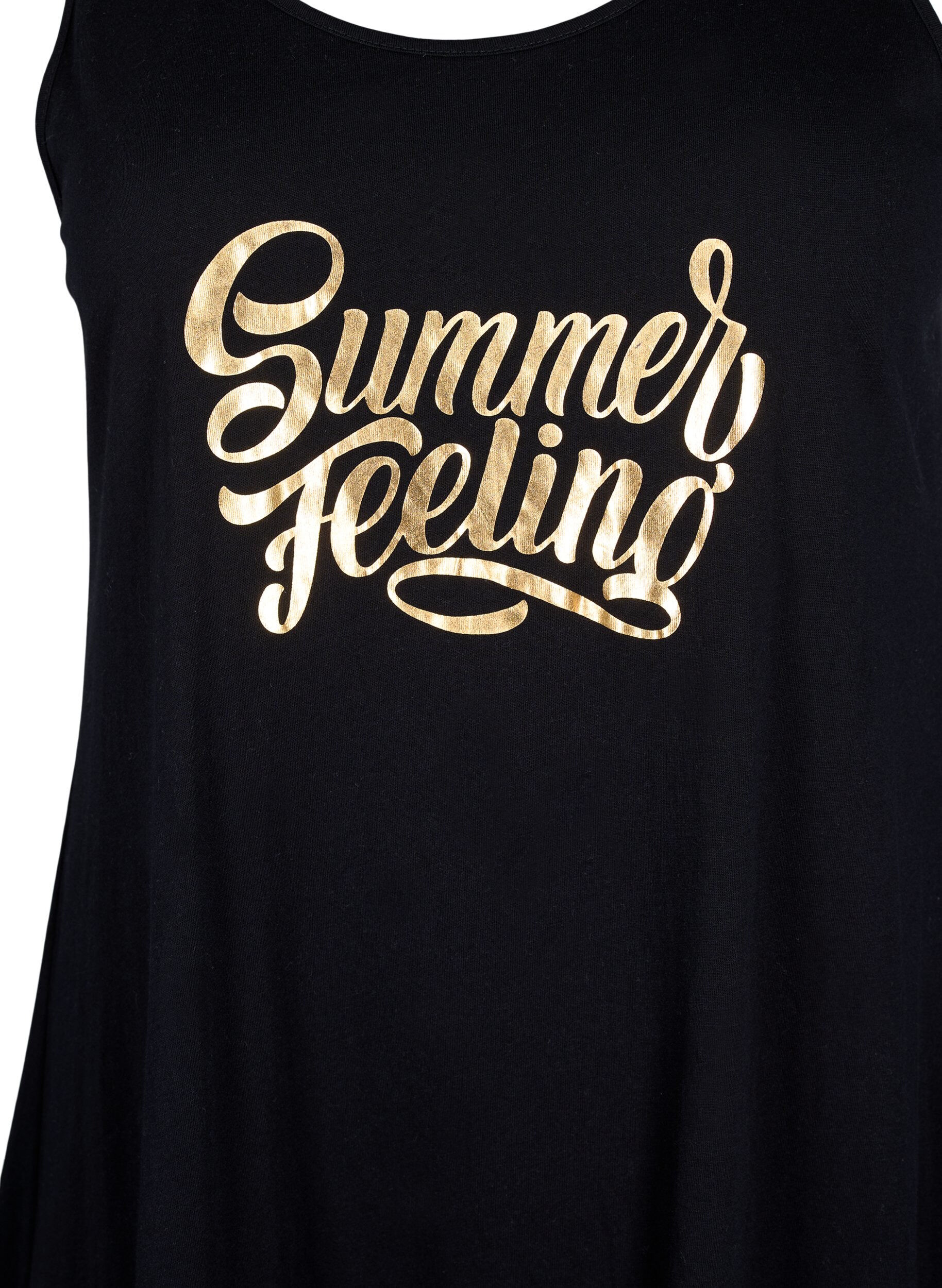 Zizzi Robe sans manches en coton avec forme en A, Black W. Summer, Packshot image number 2