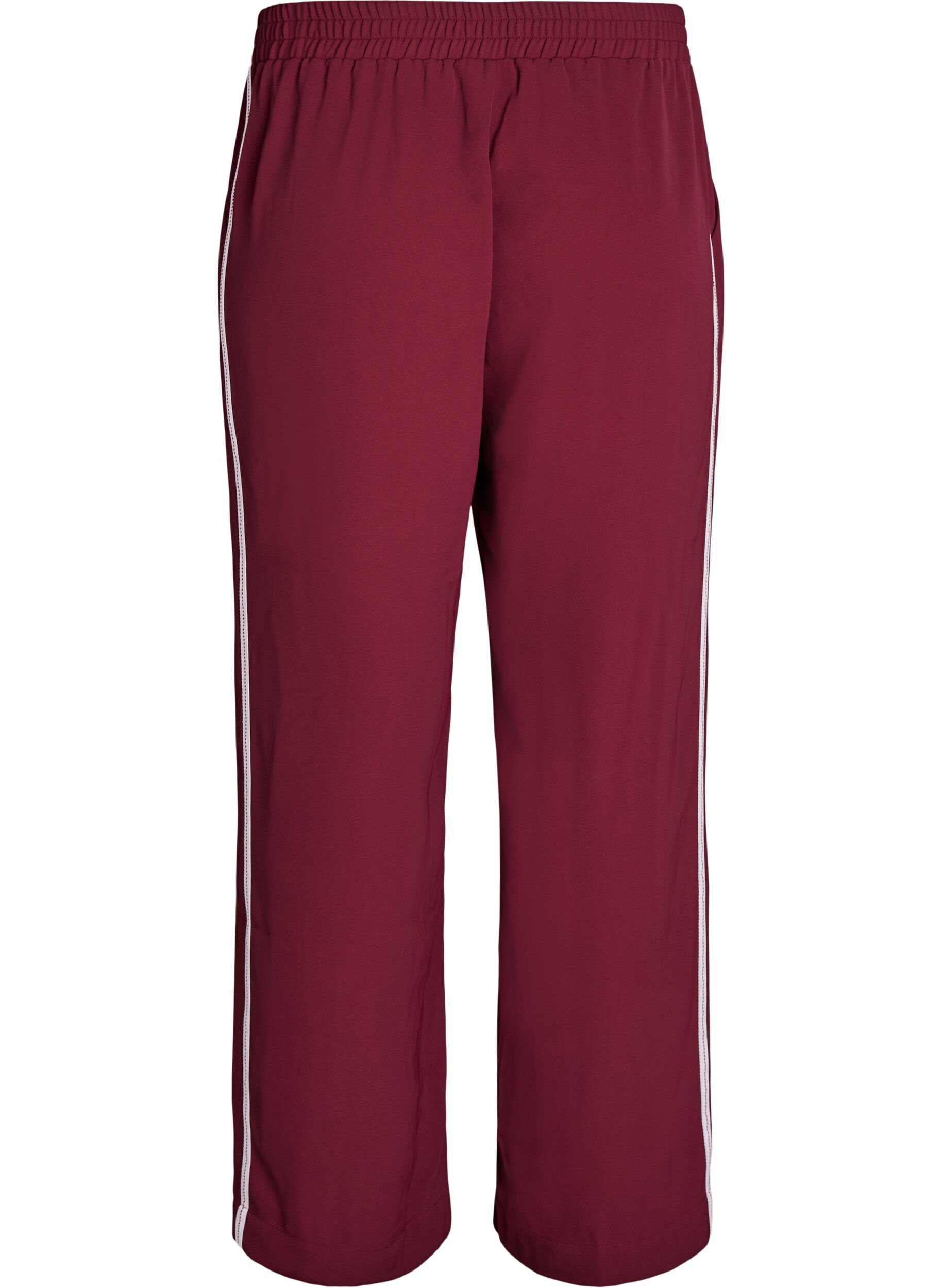 Zizzi Pantalon sport &agrave; jambes droites et bandes lat&eacute;rales, Bordeaux fonc&eacute;, Packshot image number 1
