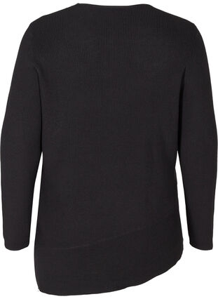 Blouse en tricot à ourlet asymétrique, Black, Packshot image number 1