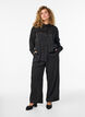 Pantalon ample &agrave; motif cachemire et taille haute, Noir, Model image number 0