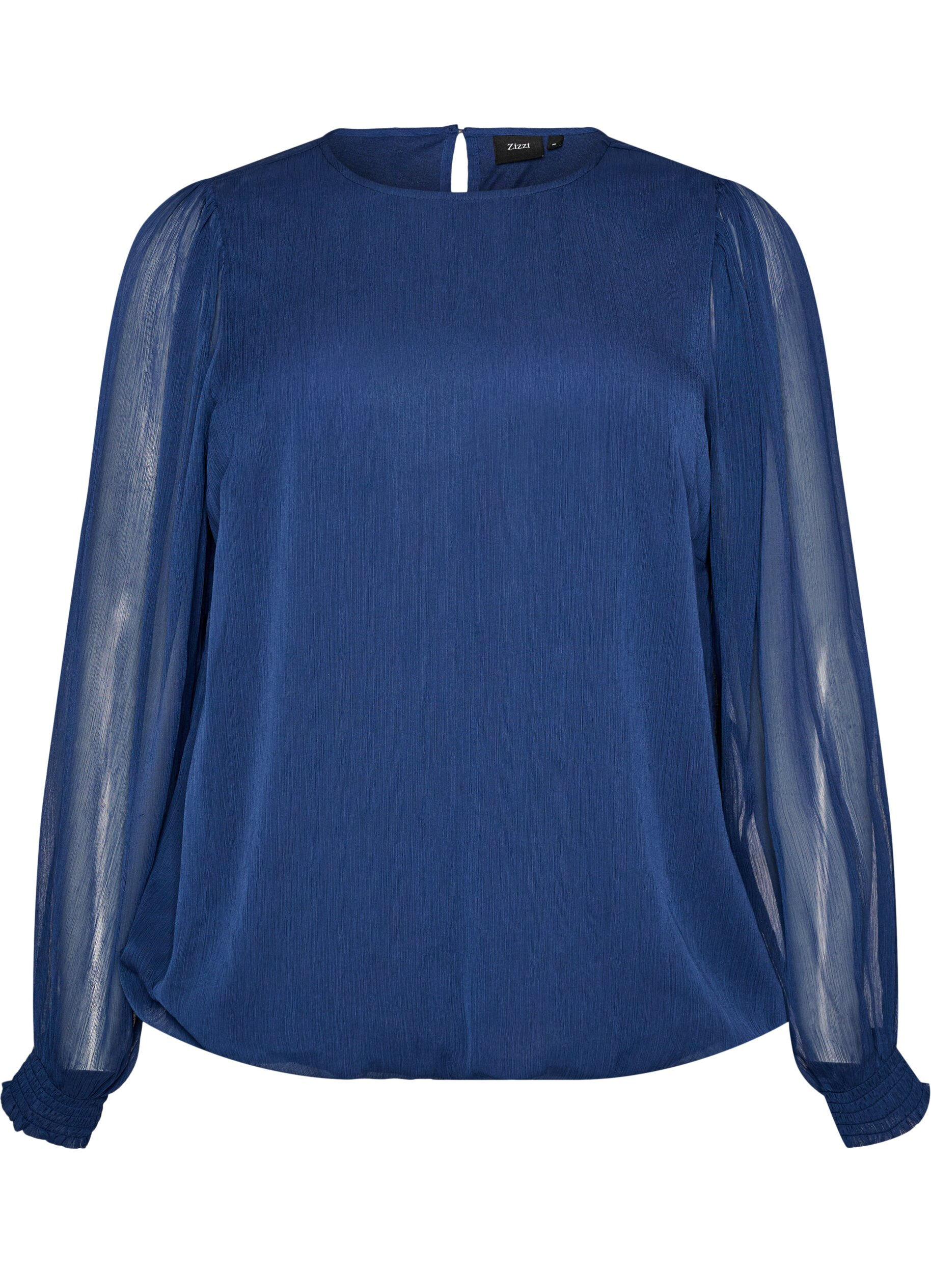 ZizziBlouse en mousseline avec manches transparentes, Bleu, Packshot image number 0