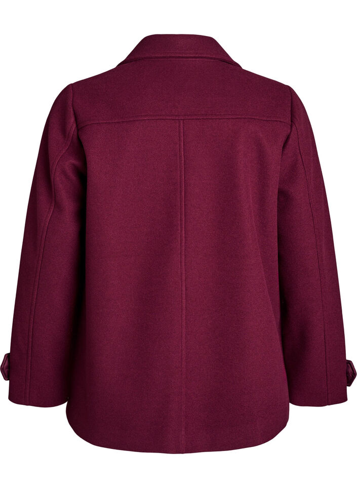 Manteau court &agrave; boutonnage crois&eacute;, Bordeaux fonc&eacute;, Packshot image number 1