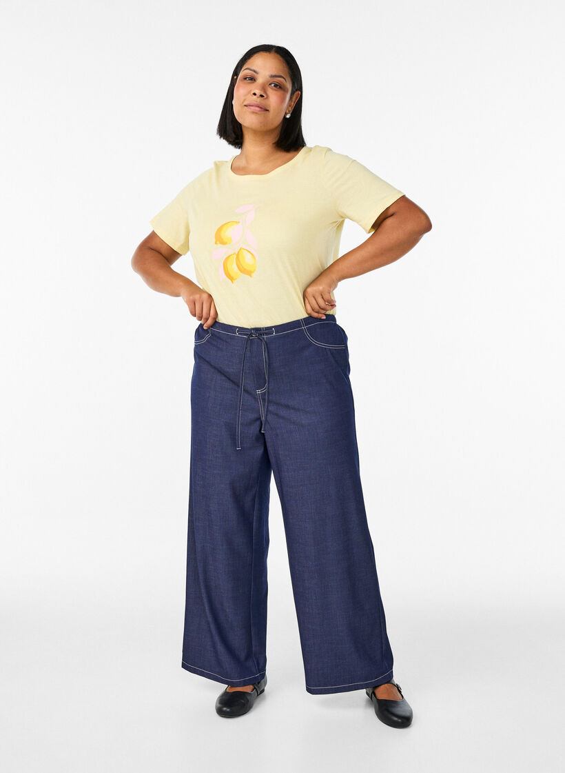 T-shirt imprim&eacute;, Jaune, Model image number 1