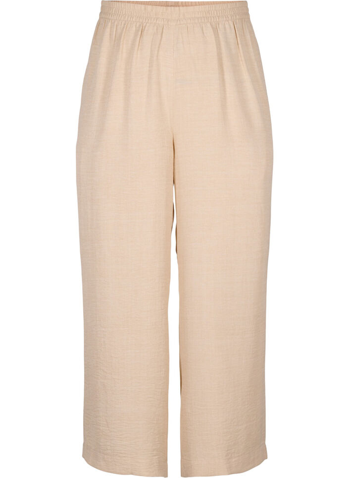 Pantalon ample avec ceinture élastique et poches, Beige, Packshot image number 0