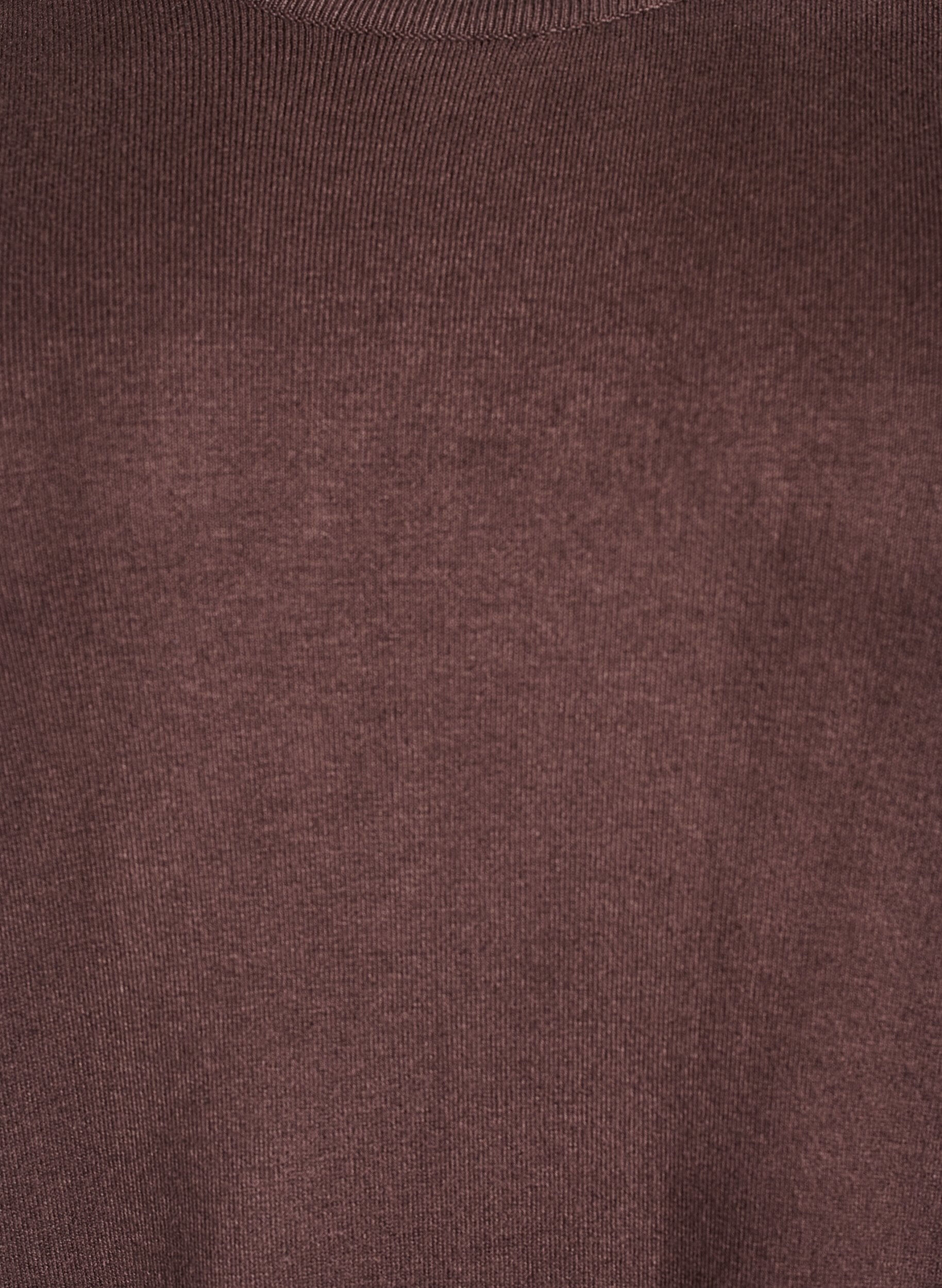 Zizzi Robe mi-longue en maille avec manches courtes, Marron, Packshot image number 2