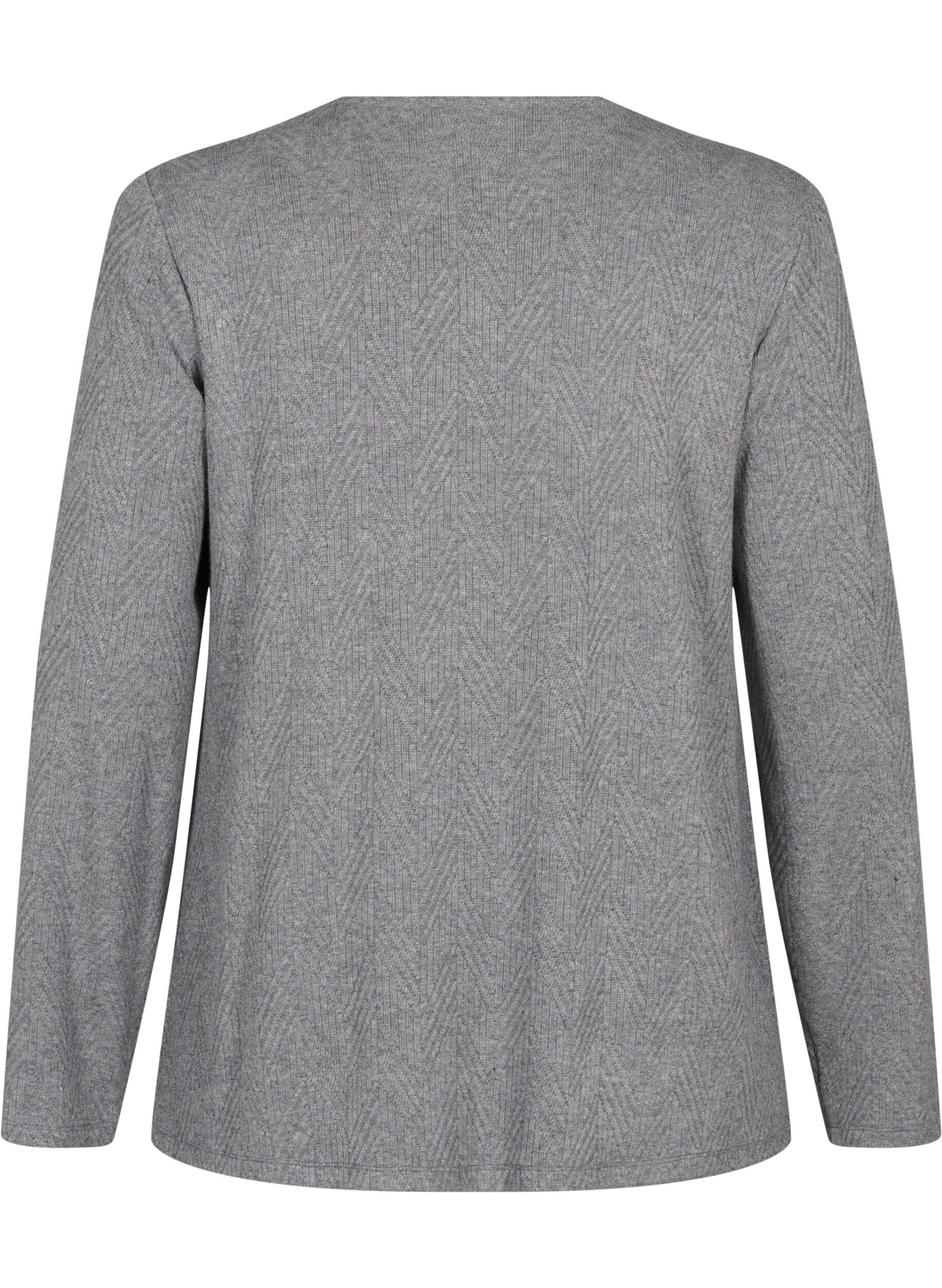 Zizzi Chemisier &agrave; motifs et manches longues, Gris, Packshot image number 1