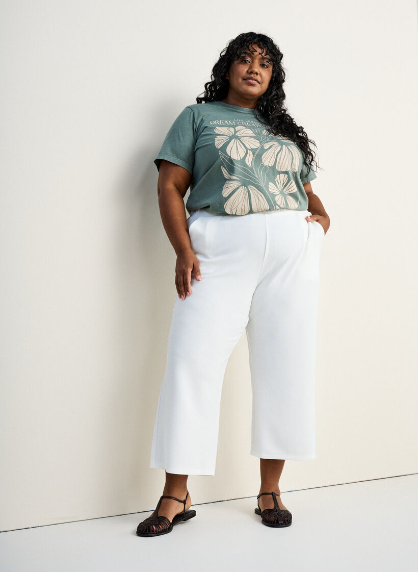 Pantalon ample en longueur 7/8, Blanc, Image image number 0