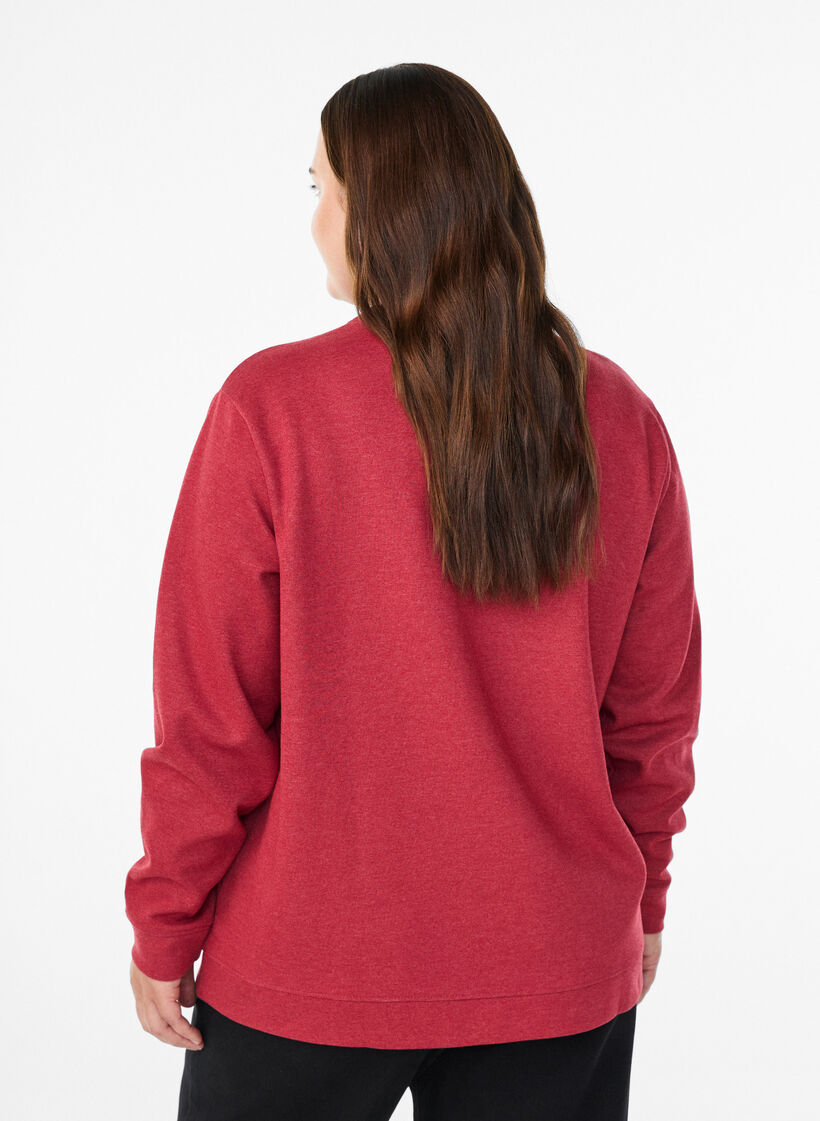Sweat-shirt &agrave; col ras du cou, Rouge, Model image number 2