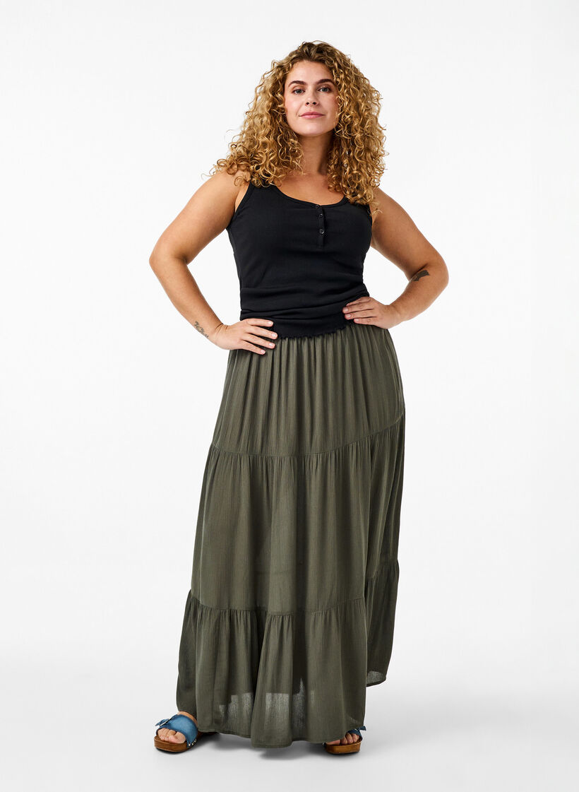 Débardeur côtelé avec boutons, Black, Model image number 1