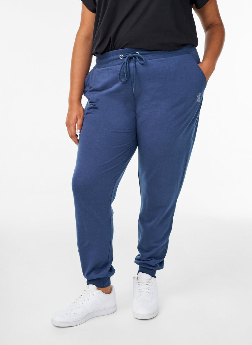Pantalon de surv&ecirc;tement ample avec poches, Bleu, Model image number 2