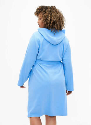Robe de chambre avec fermeture éclair et capuche, Della Robbia Blue, Model image number 1