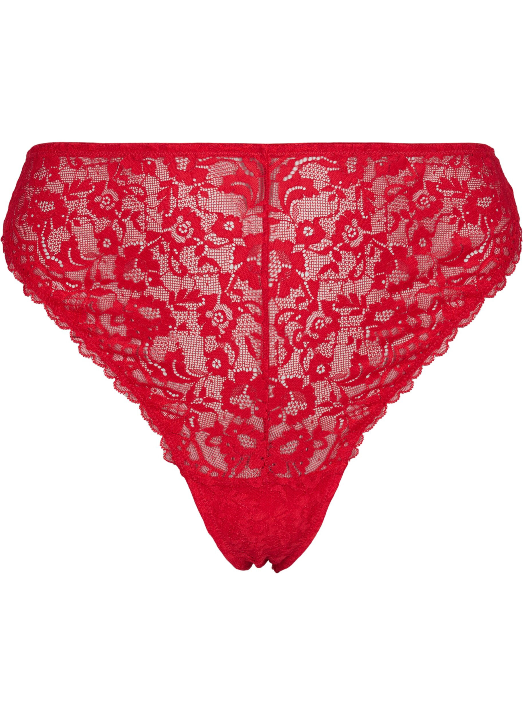 Zizzi String en dentelle avec taille r&eacute;guli&egrave;re, Red Ass., Packshot image number 0