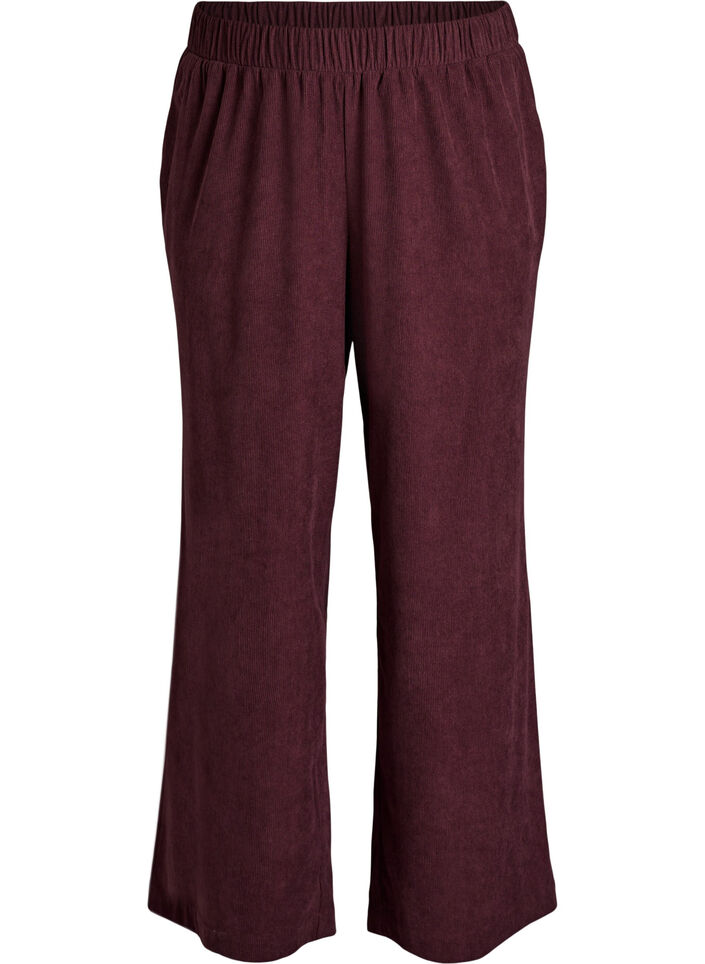Pantalon ample en velours, Bordeaux foncé, Packshot image number 0