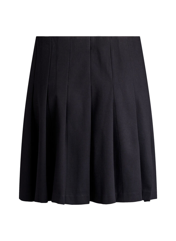 Jupe courte pliss&eacute;e &agrave; taille &eacute;lastique, Noir, Packshot