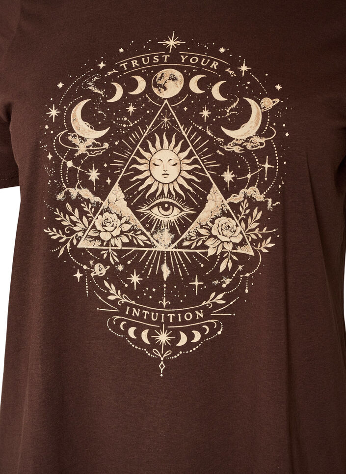 T-shirt en coton avec imprim&eacute; devant, Marron, Packshot image number 2