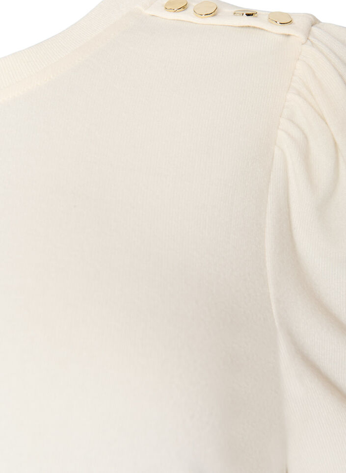 Chemisier avec d&eacute;tails boutons et manches courtes bouffantes, Beige, Packshot image number 2