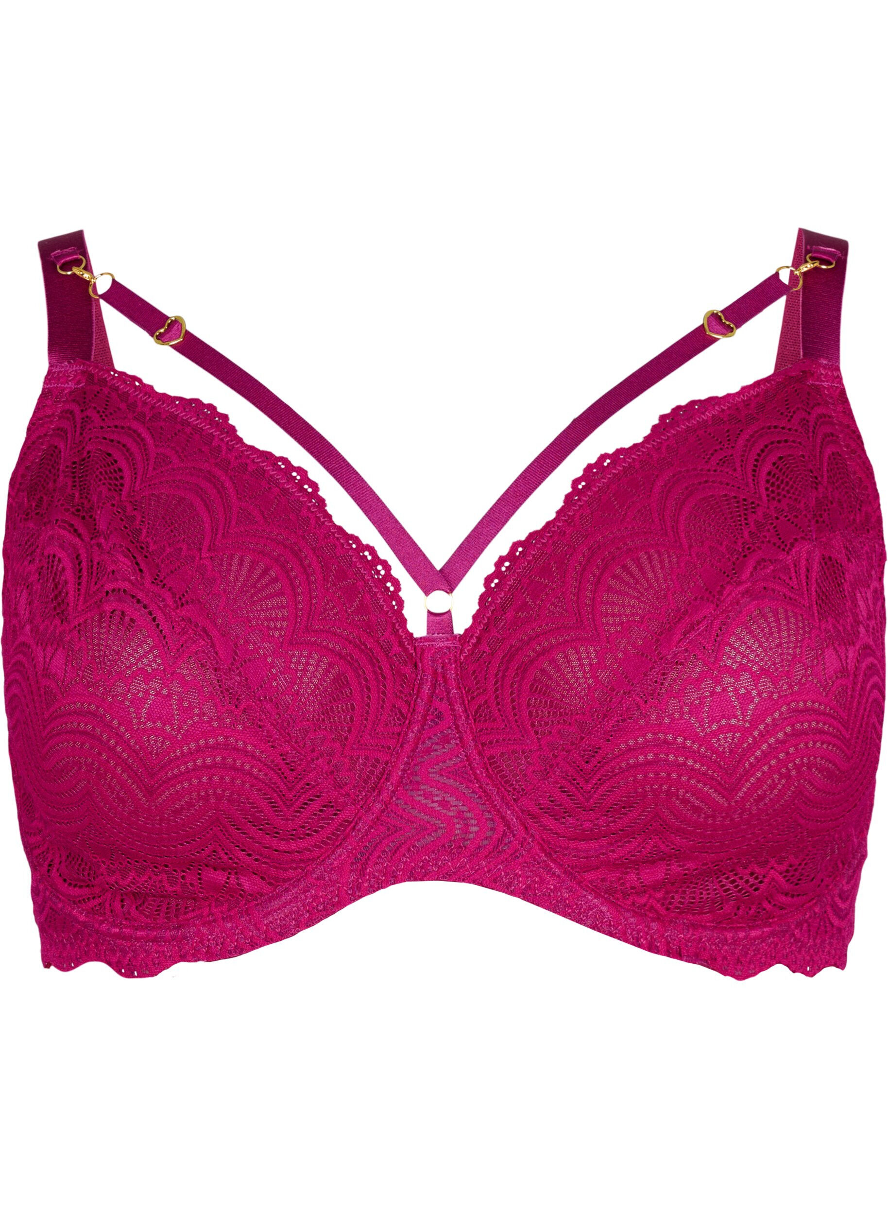 Zizzi Soutien-gorge enveloppant avec dentelle et d&eacute;tail cha&icirc;nette, Bordeaux, Packshot image number 0