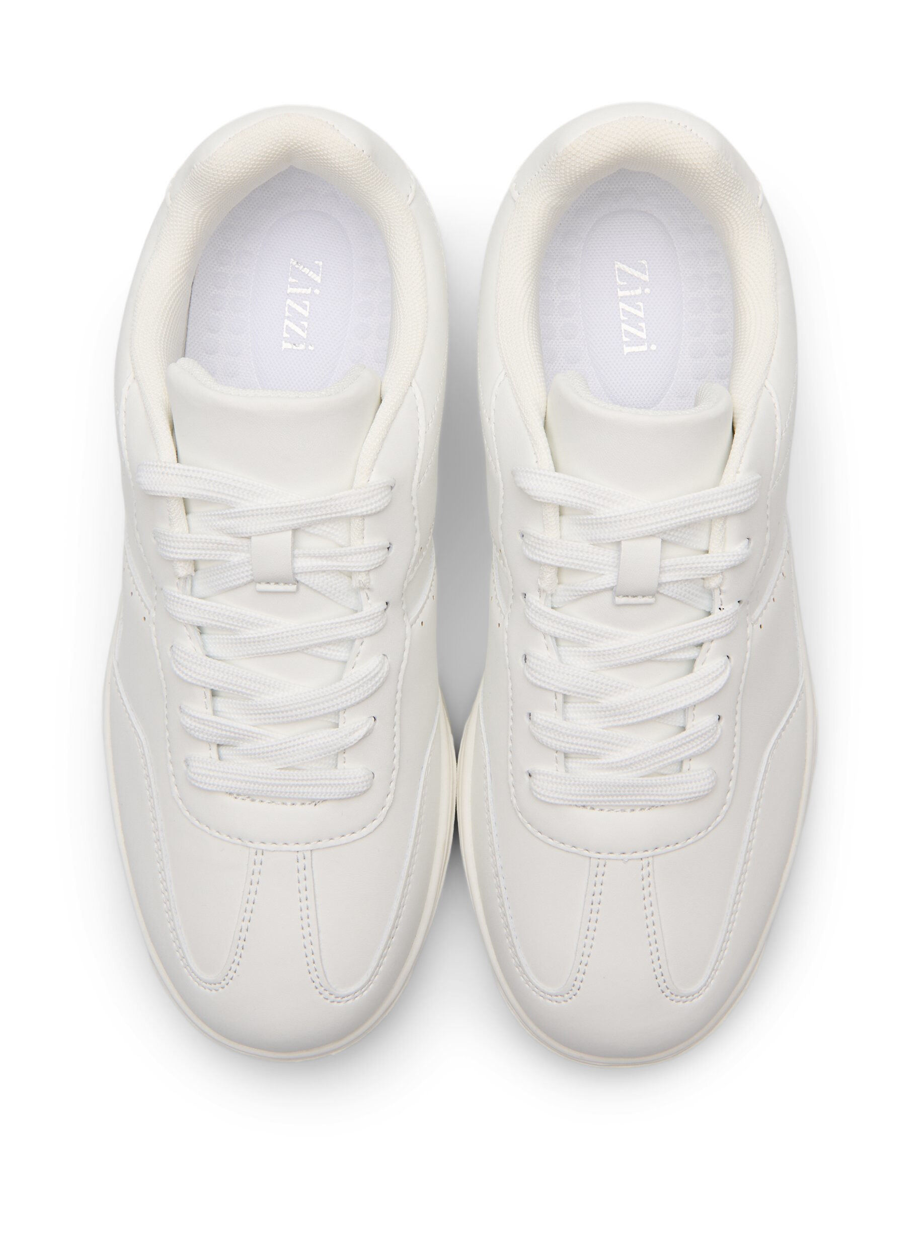 Zizzi Large - Sneakers en faux cuir avec coutures d&eacute;taill&eacute;es, Blanc, Packshot image number 2