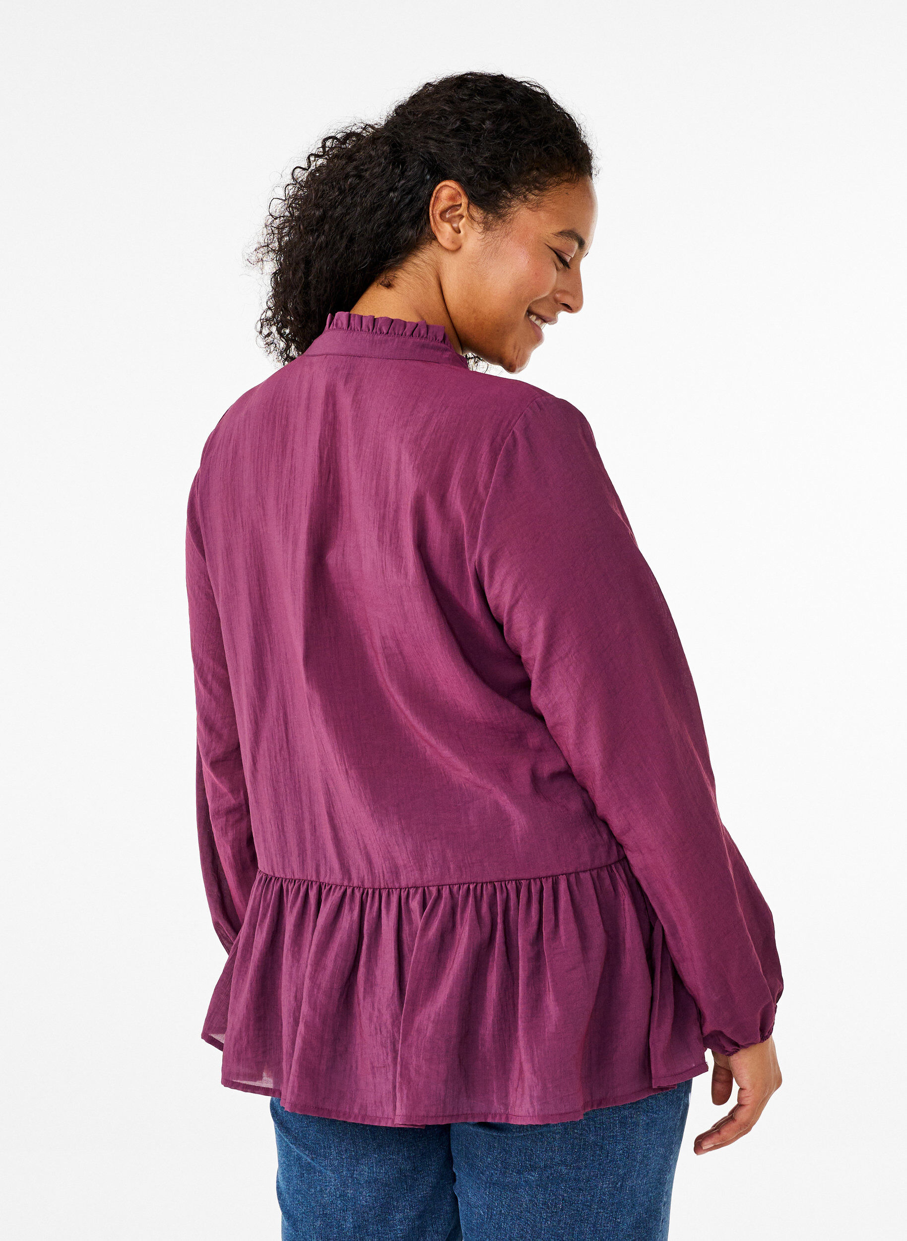 Zizzi Chemisier en viscose avec p&eacute;plum, Violet, Model image number 2