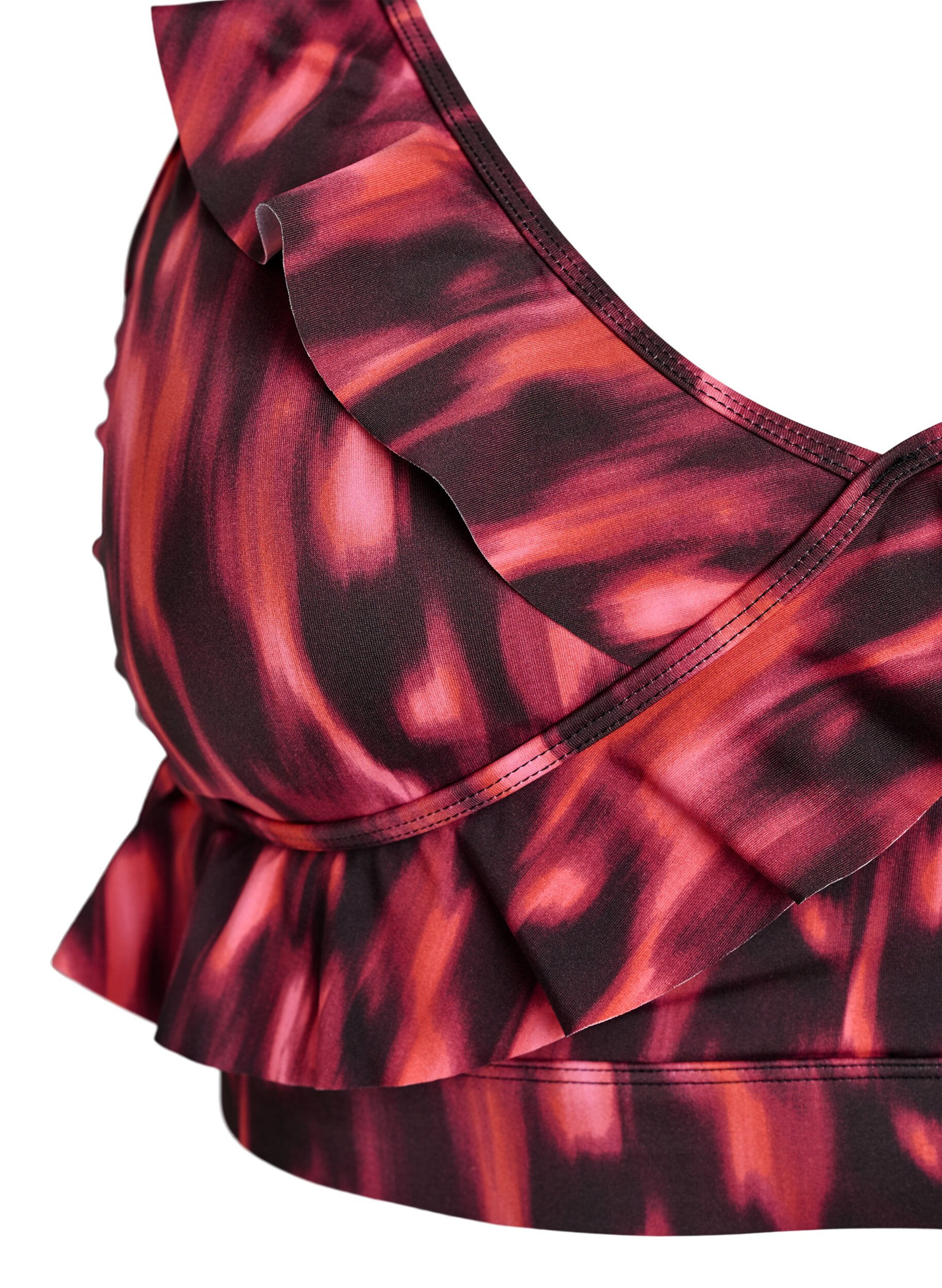 ZizziHaut de bikini avec imprim&eacute; et d&eacute;tails &agrave; volants, Rose, Packshot image number 2