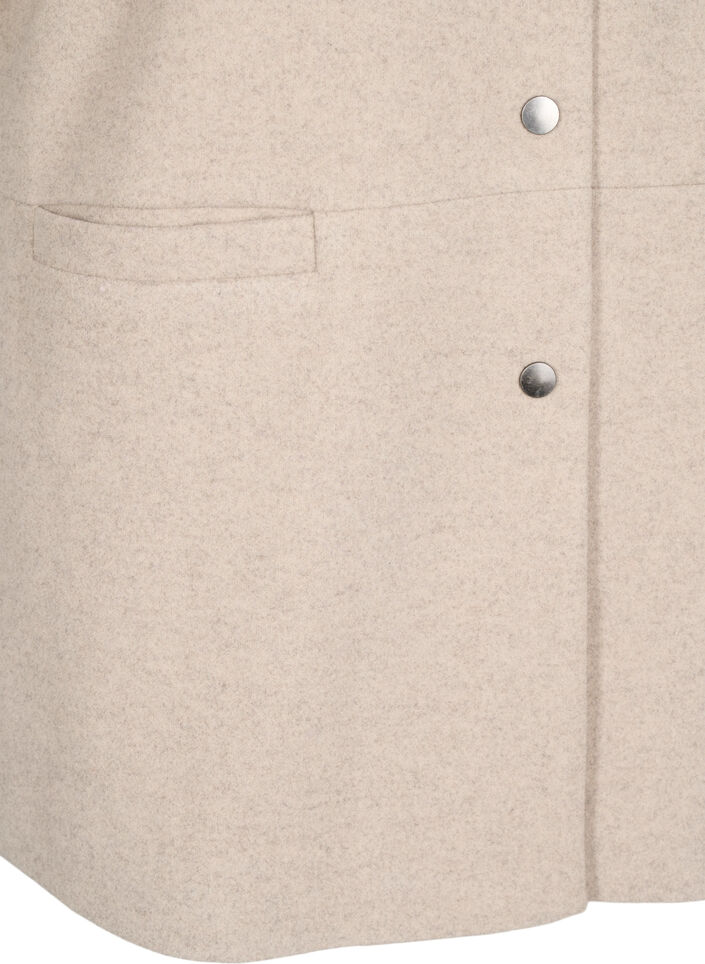 Veste cape en tissu imitation laine et à manches courtes, Simply Taupe Mel., Packshot image number 3