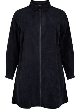 Robe en velours avec fermeture Éclair et manches 3/4, Black, Packshot image number 0