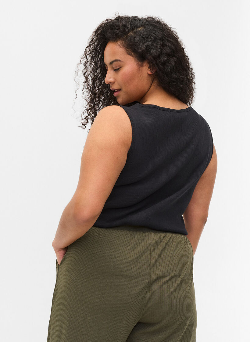 Pack de 2 débardeurs basics à côtes, Black/Black, Model image number 1