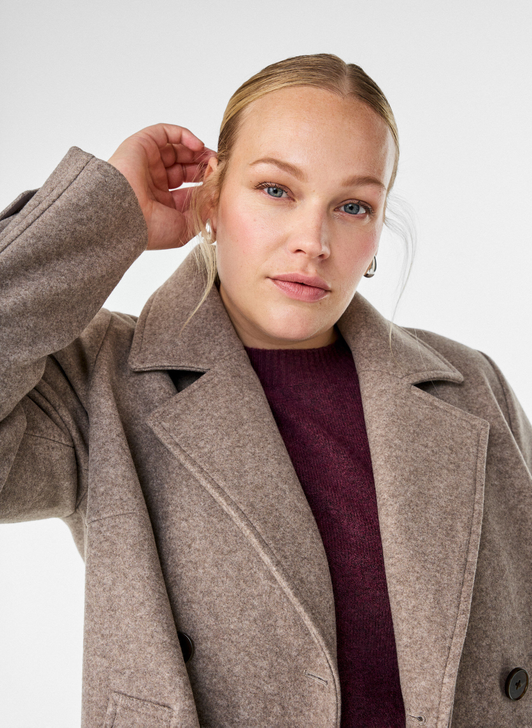 Zizzi Manteau court &agrave; boutonnage crois&eacute;, Beige, Image image number 0