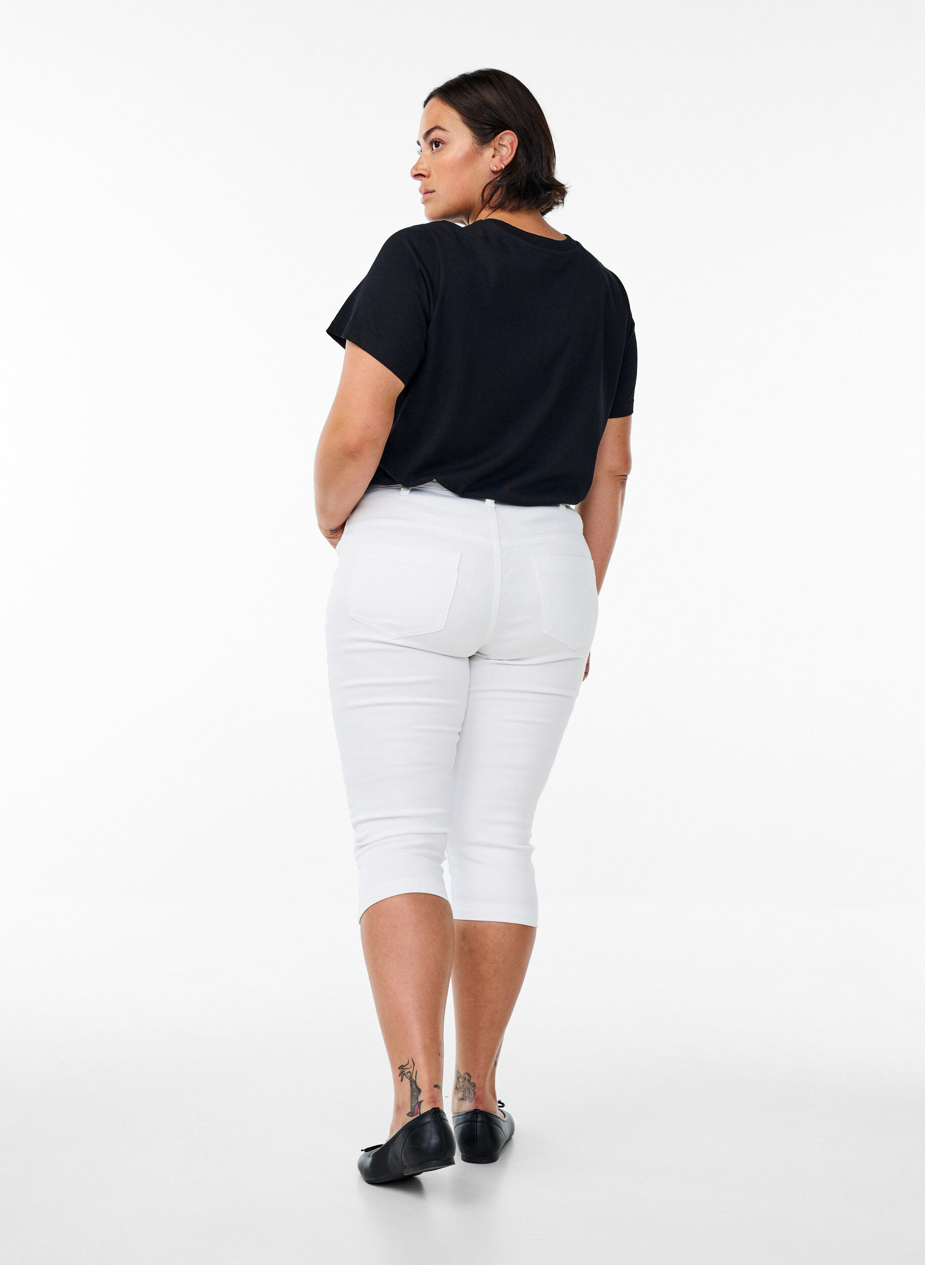 Zizzi Jean capri Amy &agrave; taille haute et coupe super slim, Blanc, Model image number 1