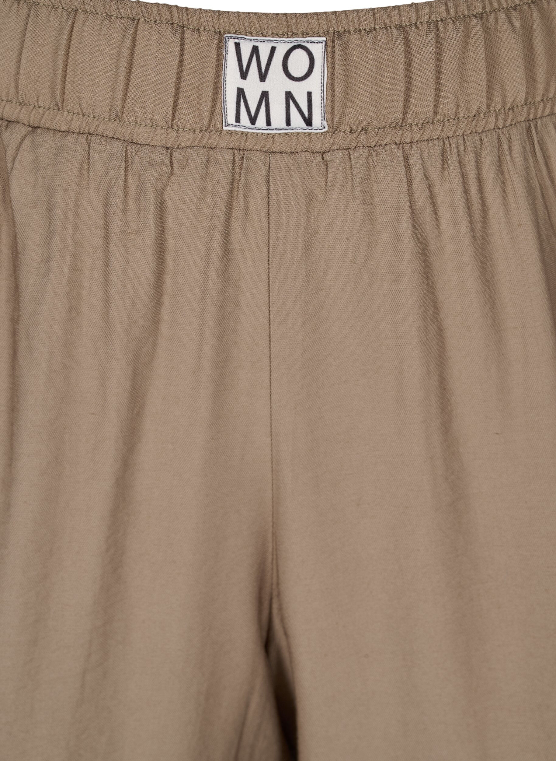 Zizzi Pantalon ample en viscose avec bord &eacute;lastiqu&eacute; et poches, Timber Wolf, Packshot image number 2