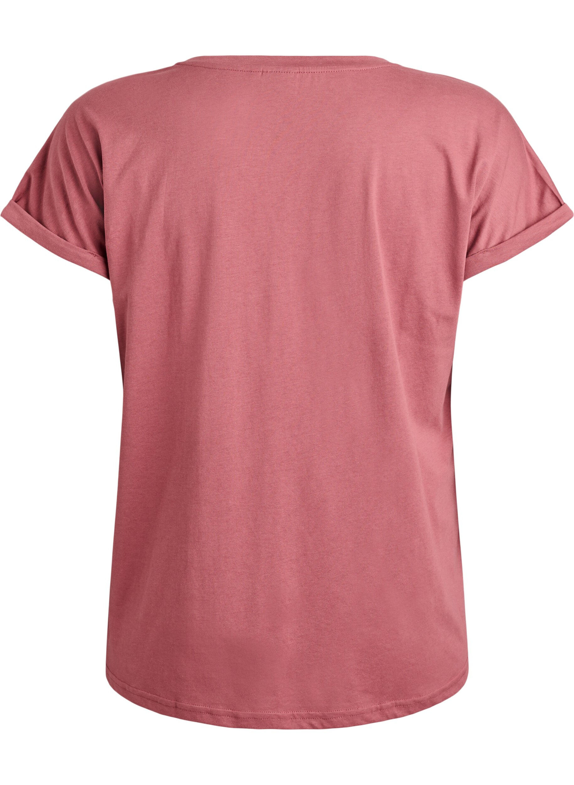 Zizzi T-shirt &agrave; manches courtes en m&eacute;lange de coton, Rose, Packshot image number 1