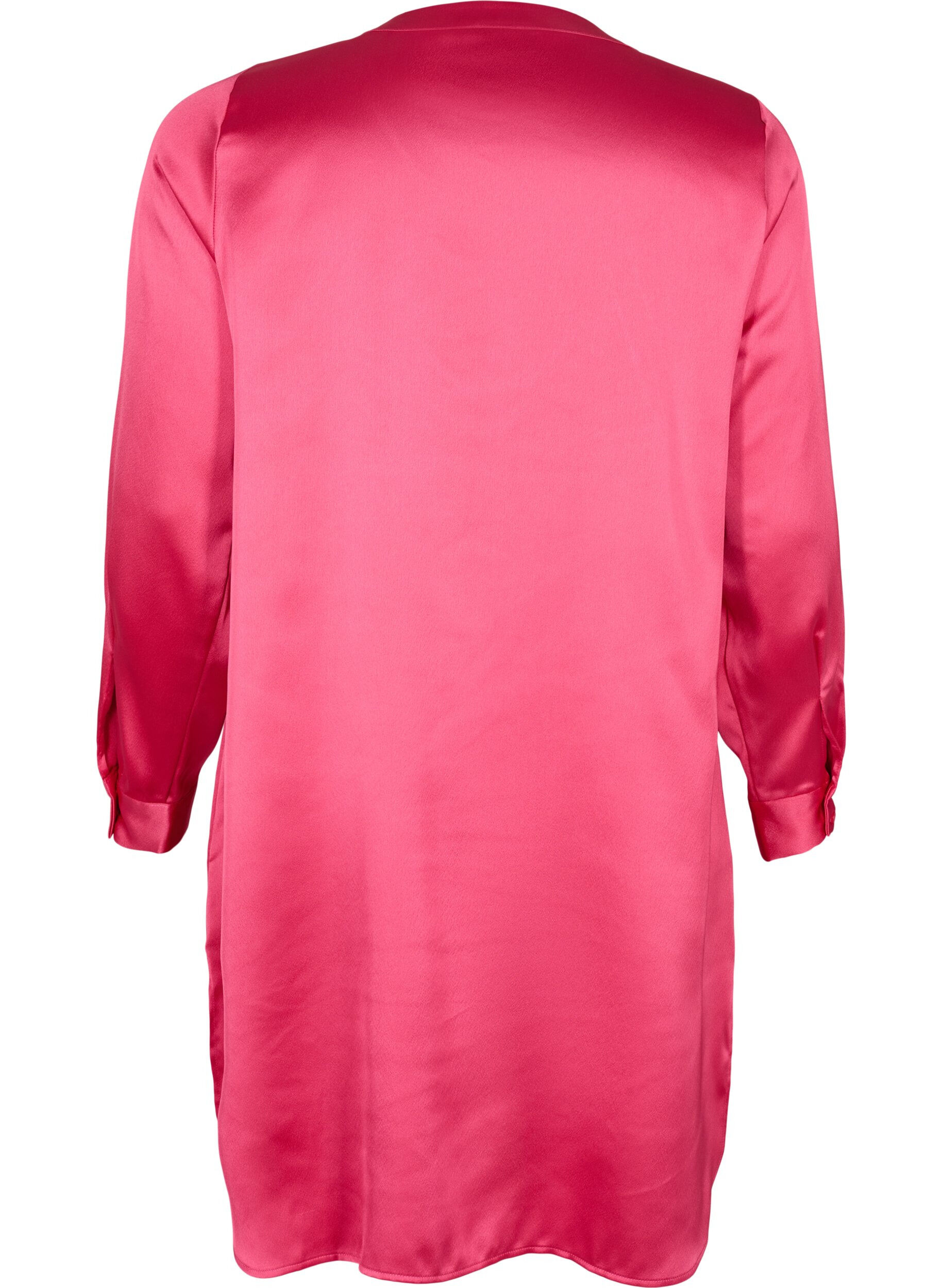 Zizzi Longue chemise brillante avec fente, Pink Flamb&eacute;, Packshot image number 1