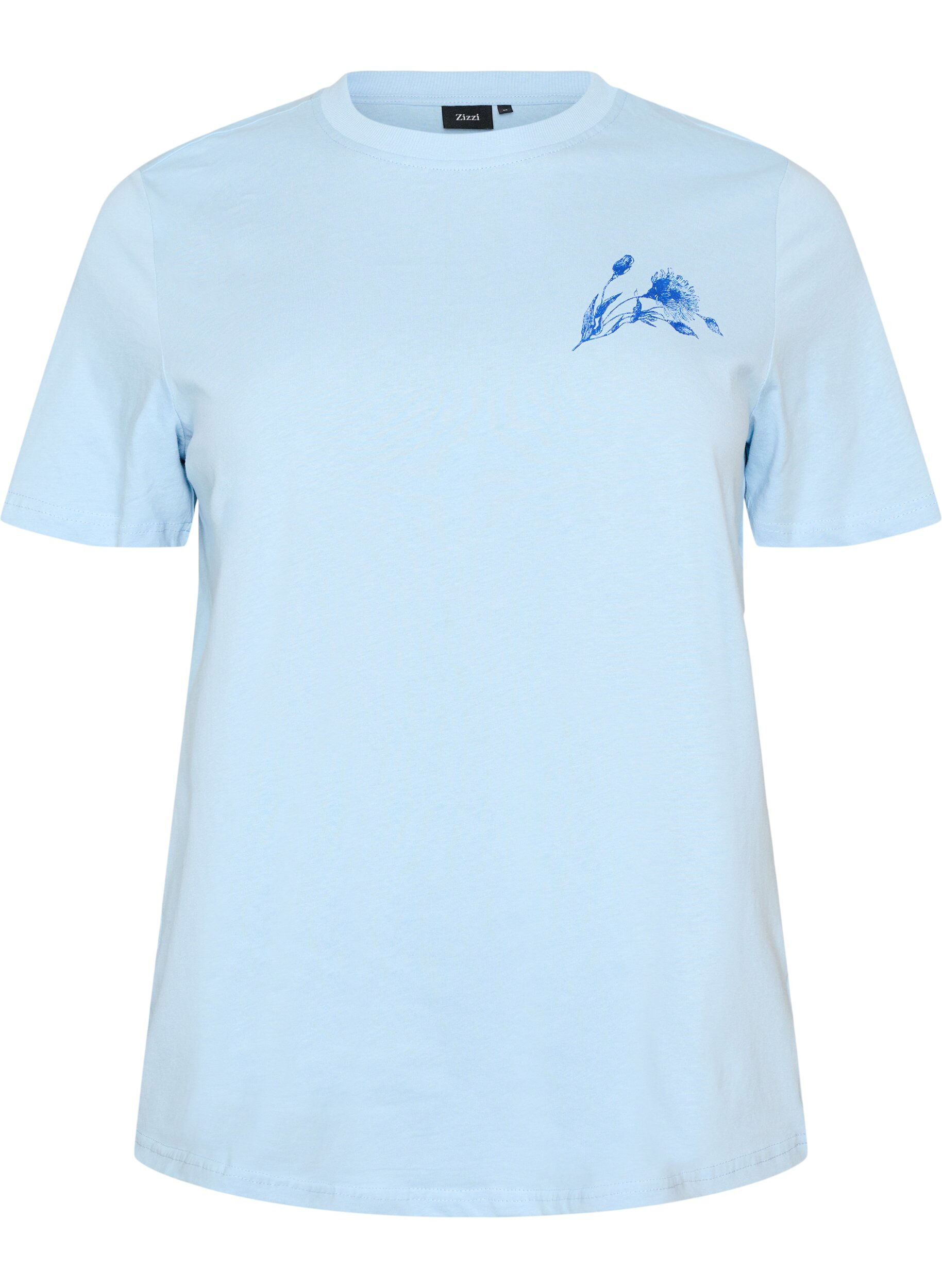 ZizziT-shirt en coton avec imprim&eacute;, Bleu Clair, Packshot image number 0