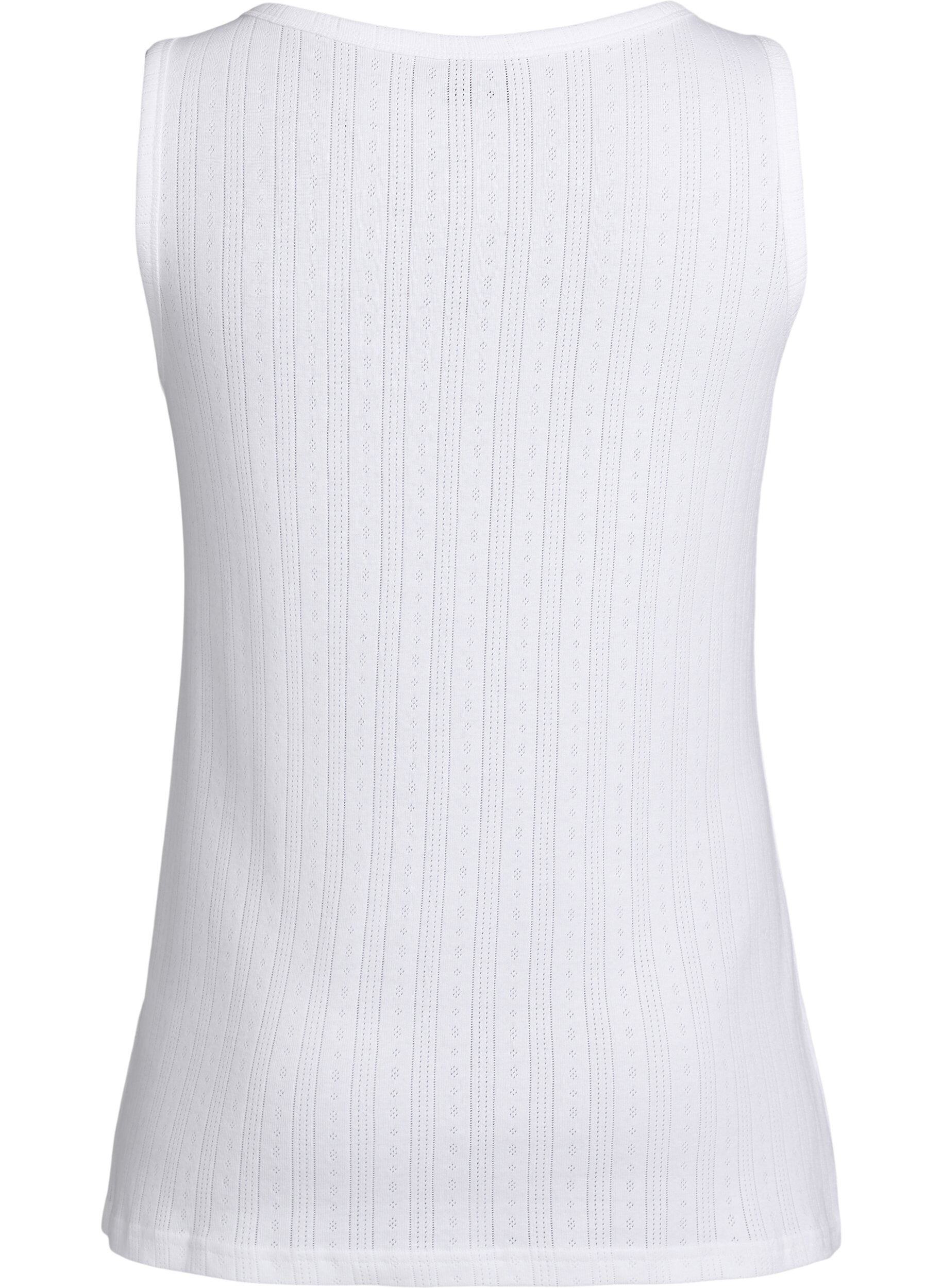 ZizziHaut de nuit en coton bio &agrave; motif textur&eacute;, Blanc, Packshot image number 1