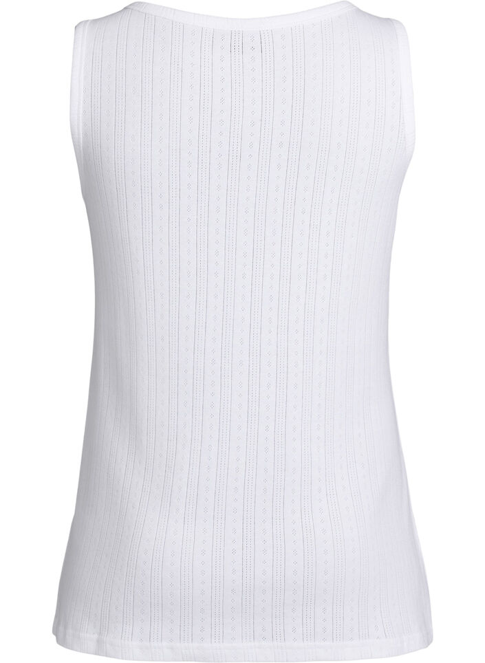 Haut de nuit en coton bio &agrave; motif textur&eacute;, Blanc, Packshot image number 1
