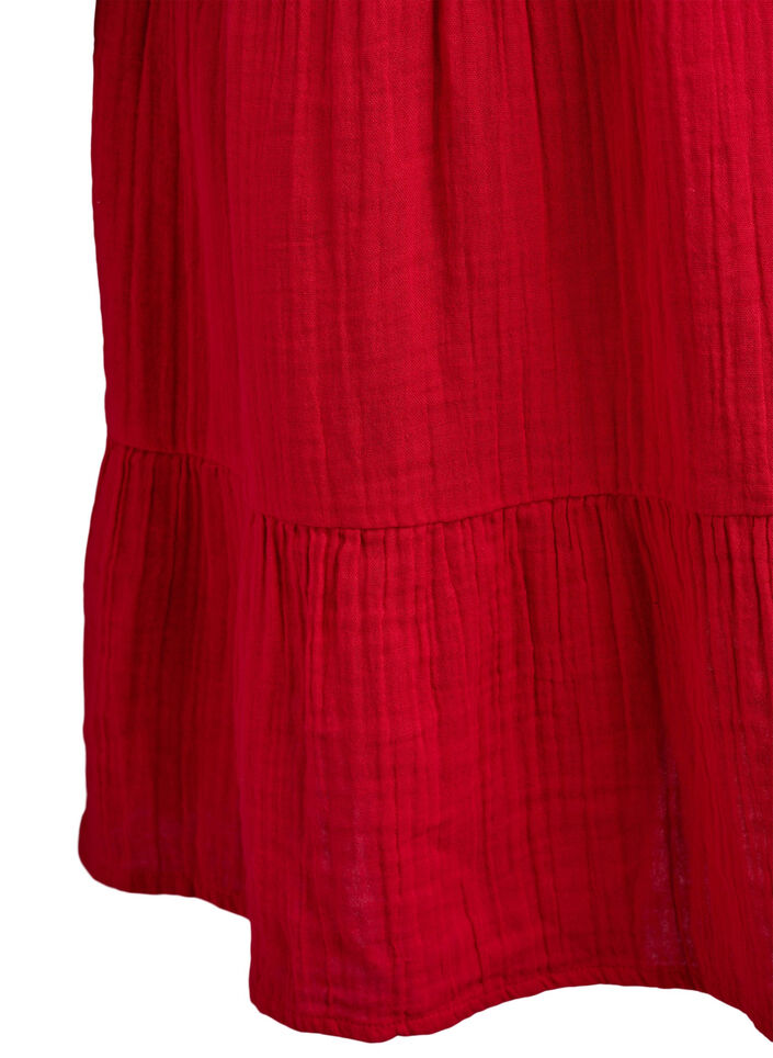 Robe courte évasée en mousseline de coton, Rouge, Packshot image number 3