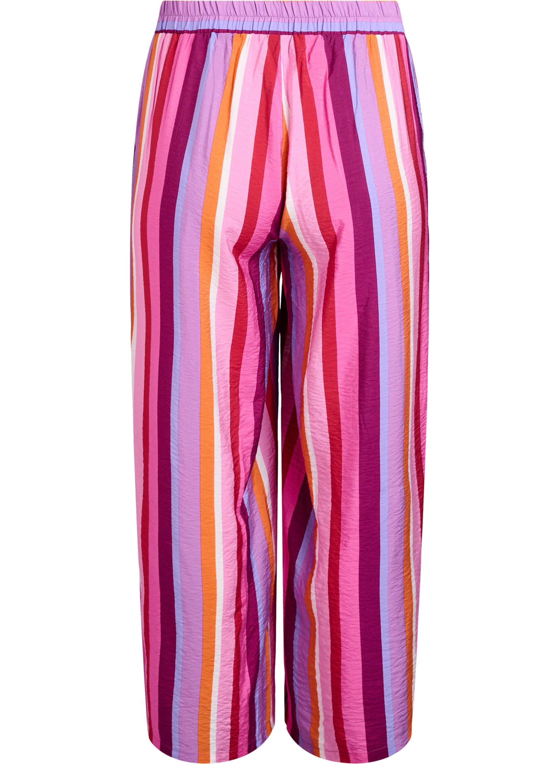 Zizzi Pantalon ample en viscose avec des rayures, Rose, Packshot image number 1