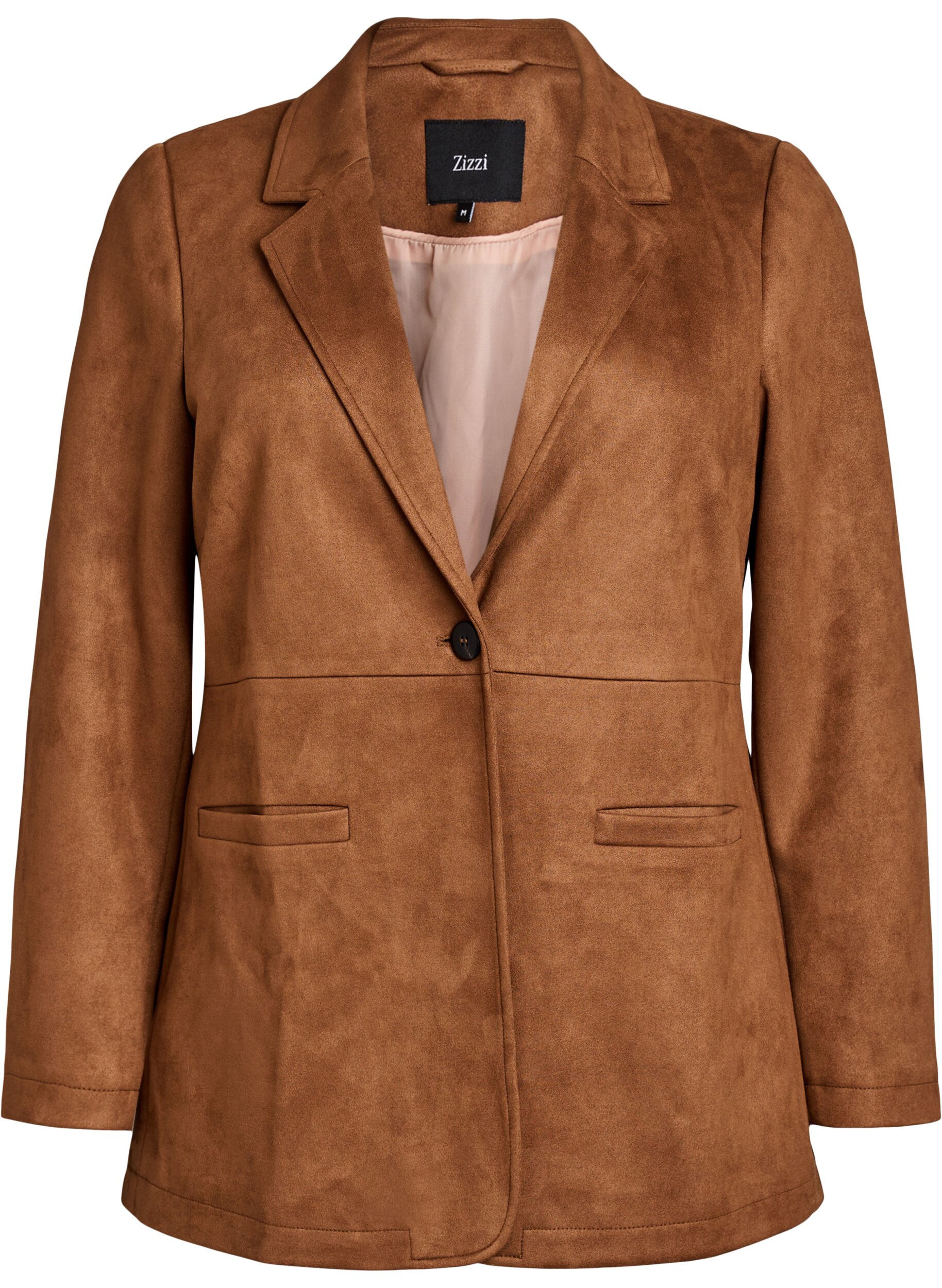 ZizziBlazer en su&eacute;dine, Marron, Packshot image number 0